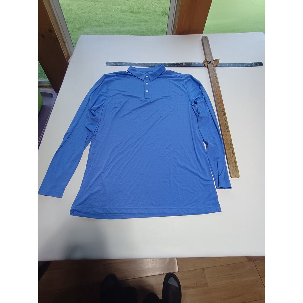 Men's Spandex Long Sleeve Sport Polo - Light Blue